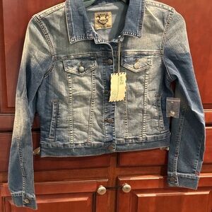 papaya denim jacket. NWT